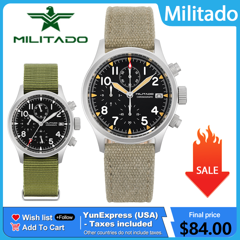 Luxury Watch Longines - Militado ML1868KF rétro VK67 montre chronographe