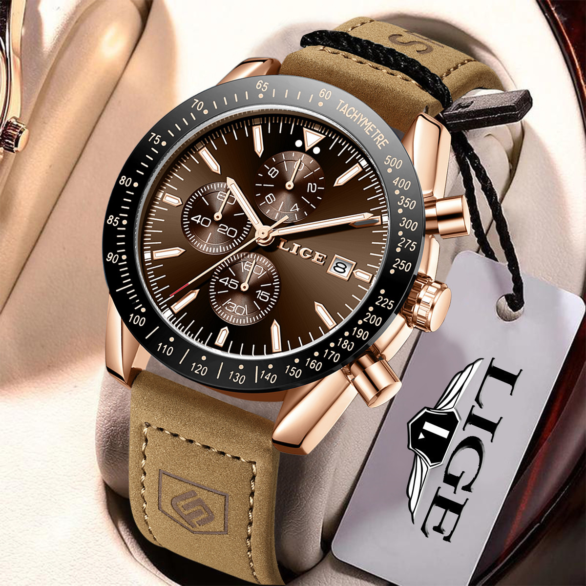 Luxury Watch Leather - LIGE montres en cuir hommes mode