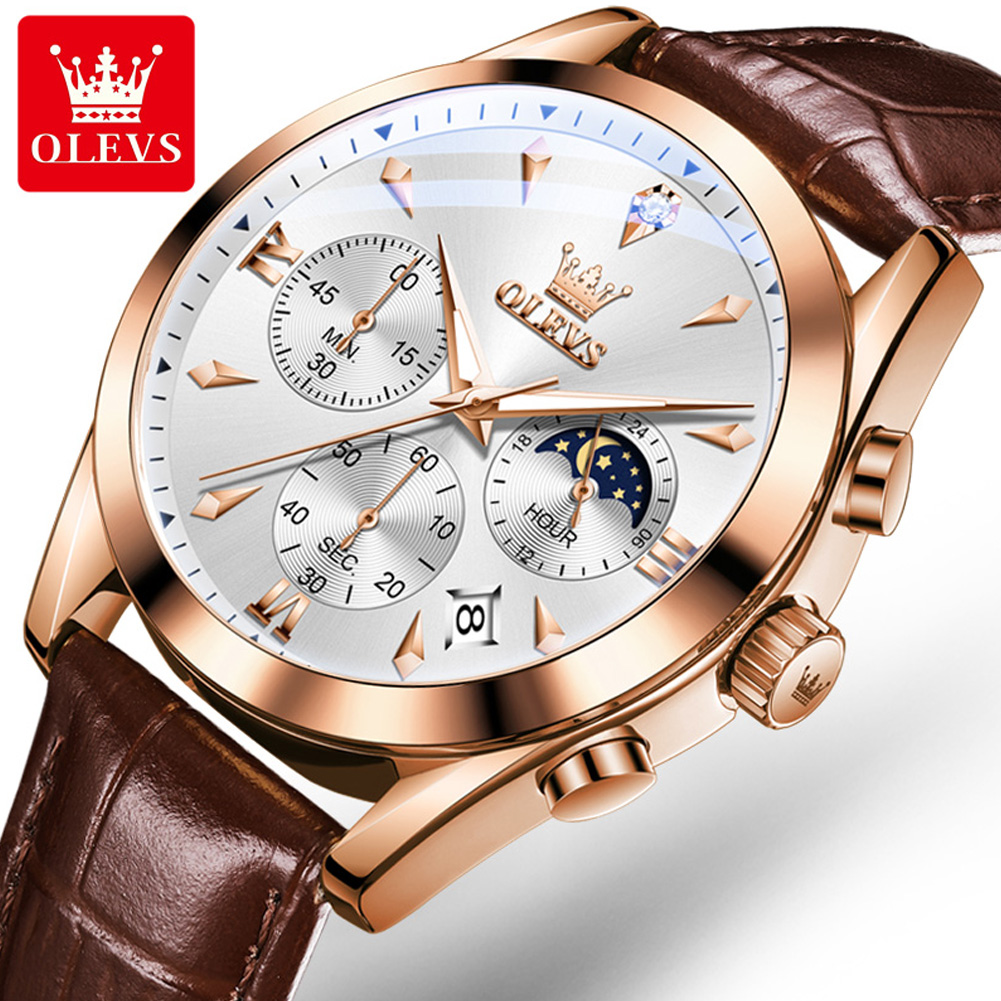 Luxury Watch Holder For Men - OLEVS-Montre à Quartz en Cuir pour