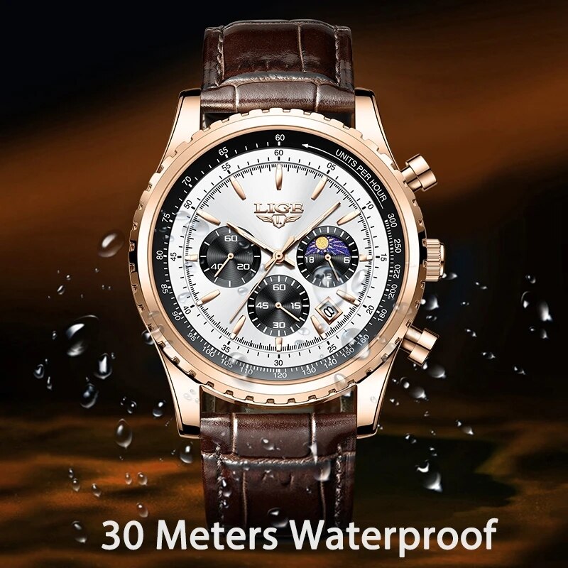 LIGE-Montre-bracelet à quartz  - Luxury Watch Holder For Men avis et prix