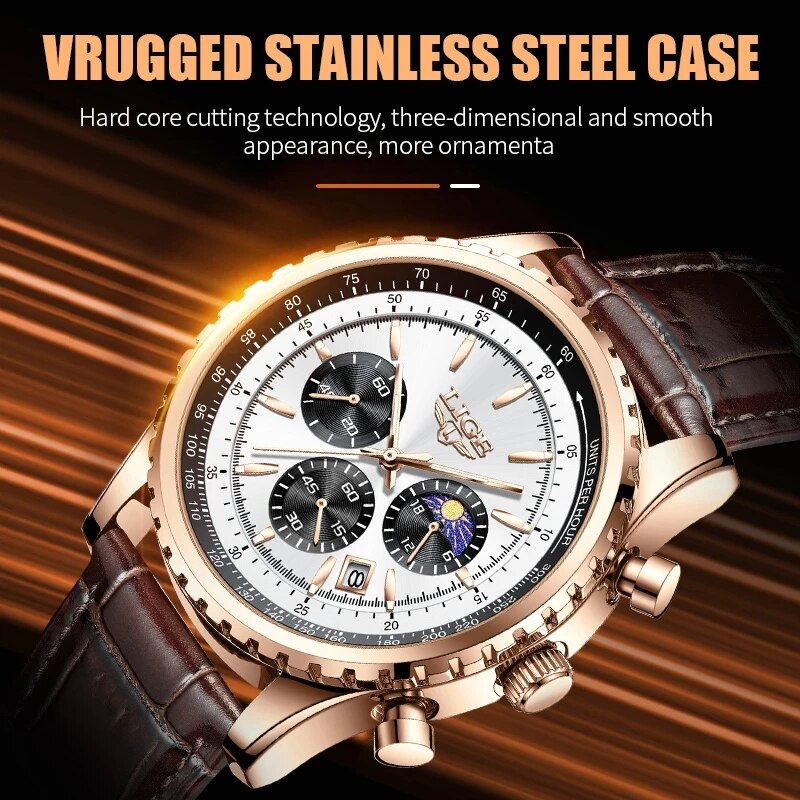 LIGE-Montre-bracelet à quartz  - Luxury Watch Holder For Men avis et prix
